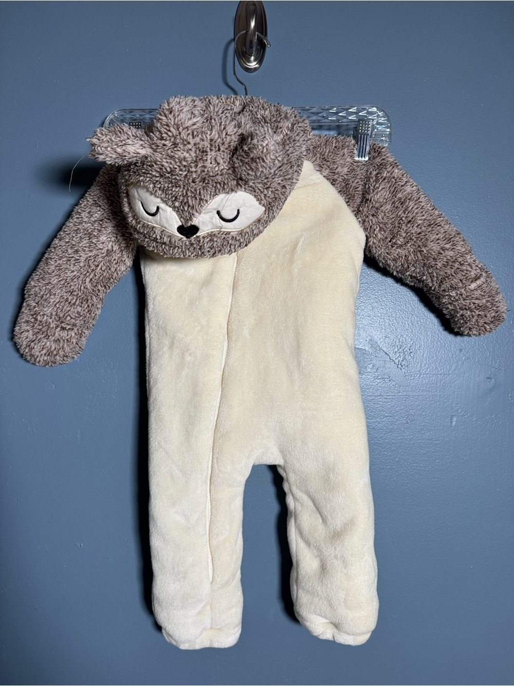 koalababy fox Hooded Fleece Lined Full Zip Snowsuit Ivory/Gray 9-12M Halloween